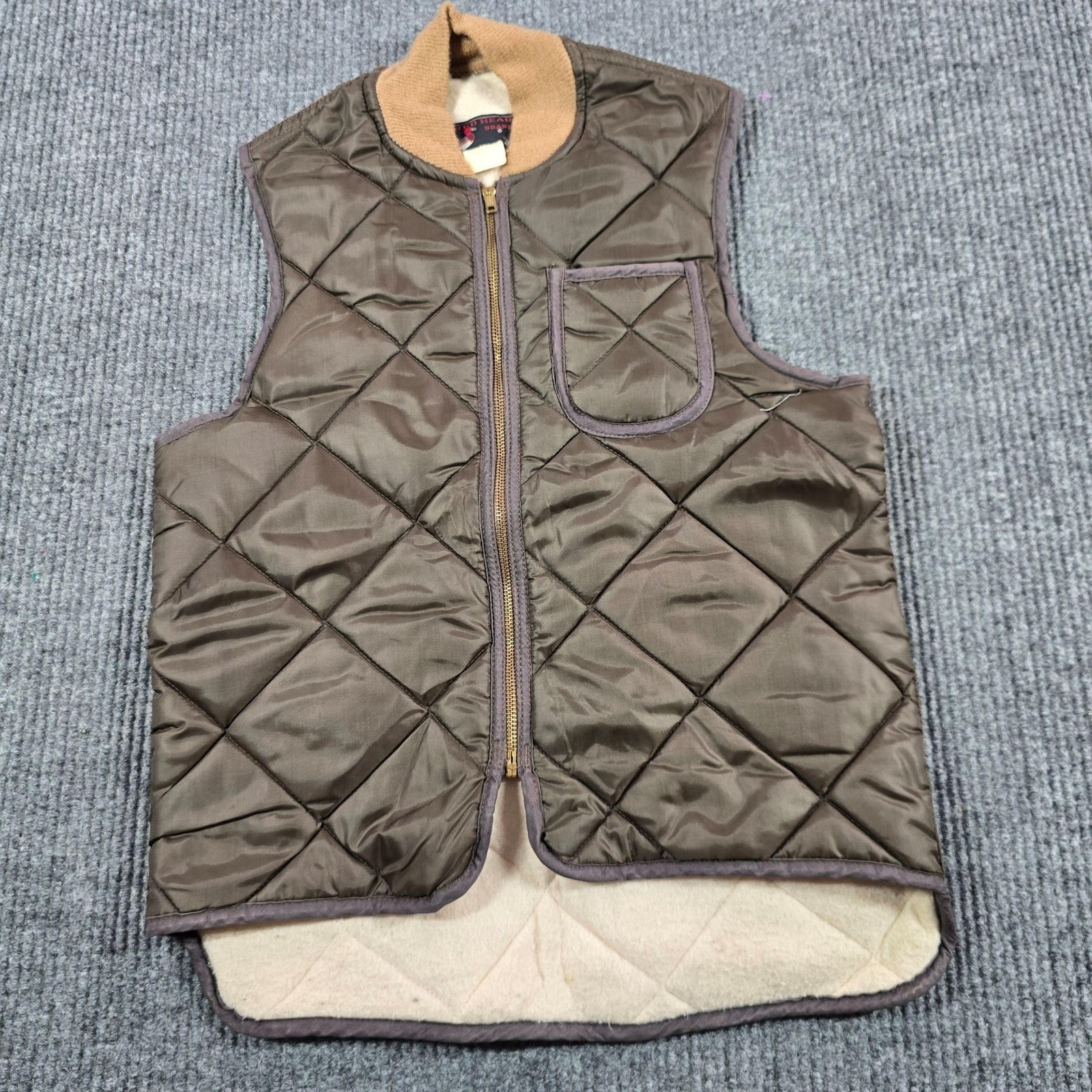 Vintage Red Head Vest Mens Small Brown Quilted Nylon Dacron Hunting Outdoor